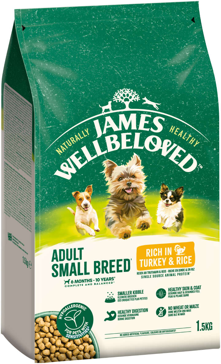 JAMES WELLBELOVED Hunde-Trockenfutter kleine Hunde Truthahn+Reis